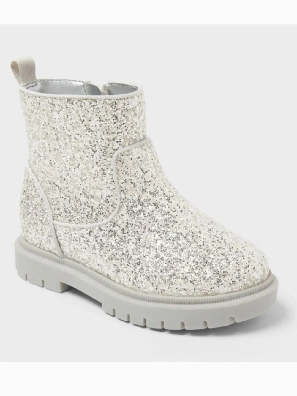 Cat & Jack Flora Chelsea Boots Silver Glitter Size 11T EUC